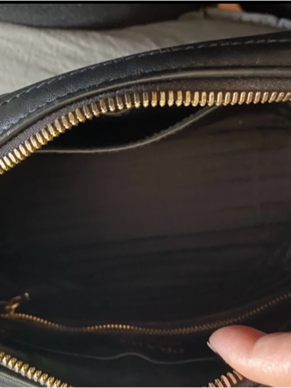 Prada Black Quilted Leather Crossbody Camera Bag with Gold Logo